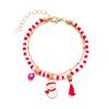 Pulseira de corrente com pingente de dupla camada, contas de arroz, borla, sino, boneco de neve de Natal, Natal, novo, pingando óleo