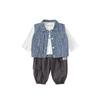 Traje para Niños 2025 Otoño Nuevo Chaleco de Mezclilla para Bebé Traje de Paseo a la Moda para Niños Conjunto de Dos Piezas para Bebé