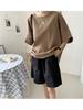 Top Versátil Casual Adelgazante Holgado Vintage de Algodón y Lino Estilo Japonés