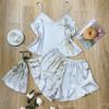 Conjunto de Pijama Corto con Tirantes Estampado Exclusivo Transfronterizo Suave y Cómodo Ropa de Casa para Mujer Talla Estándar Europea