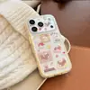 Capa de celular de desenho animado de Dachshund para Apple 18pm, iPhone 17, com design estilo diário e tema de comida, cobertura total para 16, e uma moldura amarela para 15