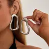 Pendientes de Corazón de Lava Líquida Metálica con Forma de Flor, Moda Transfronteriza Europea y Americana, Pendientes de Curva S Hueca Geométrica con Sentido del Diseño