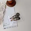 Elegante Presilha BB Clip de Leopardo Retro em Forma de Gota de Óleo Presilha para Franja Cabelo Quebrado Par de Presilhas de Cabelo Oval Vazado Colorido Fofo Feminino