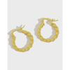ET301 Pendientes coreanos de plata de ley S925 con hebilla trenzada simple, chapados en oro y combinables para mujer.