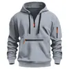 Código Europeu Transfronteiriço Outono e Inverno Novo Moletom com Capuz Masculino Zíper Múltiplos Bolsos Comércio Exterior Esportivo Casual Jaqueta com Capuz