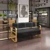 Sofá de Peluquería Silla de Espera Sofá de Acero Inoxidable Área de Descanso de Peluquería Sofá de Recepción Salón de Belleza Peluquería Exclusivo