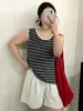 Ropa de Abrigo para Mujer Tallas Grandes con un Elegante Diseño de Chaleco de Punto Rayado para Verano 2026, Adecuado para Mujeres Curvilíneas, Ropa Interior Casual con Tirantes V23928