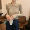 Suéter de Punto con Cuello Polo para Otoño e Invierno para Mujer, Sensación de Alta Gama, Hebilla Metálica, Top Interior Elegante para Combinar con Todo, Suéter Base Moderno