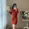 Nuevo traje de moda con suéter de punto con pajarita, elegante y estilizado conjunto de dos piezas con falda corta