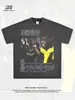 Camiseta de manga corta de algodón pesado, corte holgado, con lavado vintage americano y efecto desgastado, estampada con Juice WRLD, para hombres y mujeres