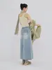 Falda de Mezclilla Recta Lavada con Efecto Desgastado Vintage a Juego de Gama Alta Atemporal Falda Nueva de Primavera 70282-2