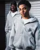 2026 Moda Americana Transfronteiriça Marca Tendência Moletom Solto Hip-Hop Streetwear Unissex com Zíper e Capuz Calça de Moletom Casual