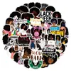 50 pegatinas de graffiti de cantante negras decorativas para equipaje, computadora, taza de agua, pegatinas pequeñas para computadora, lote de fábrica de origen