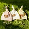 Chapéu dobrável com nó estilo urso para meninos e meninas, quente para outono e inverno, proteção para fontanela de recém-nascidos, chapéu infantil