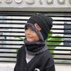 Chapéu de tricô de inverno masculino cachecol quente forrado de fleece chapéu integrado chapéu de lã espesso chapéu pai-filho exclusivo transfronteiriço