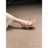Sandalias nude de tiras finas y punta cuadrada para mujer, nuevo modelo de verano 2026, elegantes y cómodas para usar al aire libre, sandalias tipo slip-on de punta cuadrada para mujer