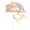 Decoración de pastel de cumpleaños cinta de arcoíris de siete colores estrella de cinco puntas unicornio bandera arcoíris tarjeta insertable