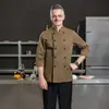 Jin Dian Chaqueta de Doble Botón Otoño e Invierno Manga Siete Puntos Hotel Catering Ropa Cómoda de Chef Restaurante de Catering Cocina de Comedor Ropa de Chef