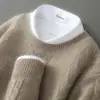 Suéter de Lana Pura con Cuello Redondo Engrosado para Hombre, Suéter Pulóver Holgado, Nuevo Estilo Otoño e Invierno, Suéter de Cachemira, Prendas de Punto Base Casual