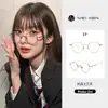 Gafas de titanio puro estilo celebridad de internet, ultraligeras, para mujer, monturas redondas de alta gama, aspecto natural, aptas para lentes graduados