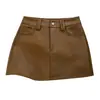 Toma real de falda-pantalón corta de gamuza marrón vintage para mujer, de otoño e invierno, de cintura alta, adelgazante, anti-exposición, línea A, ajustada a la cadera
