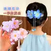 Pinzas para el pelo de flor y mariposa estilo antiguo para niñas, Pasadores de borla Hanfu de alta gama para recogidos en la parte trasera de la cabeza