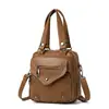 Bolso de Mano Transfronterizo 2025 Nueva Moda Retro de Gran Capacidad Bolso de Hombro Ligero de Cuero PU Mochila Cruzada para Mujer