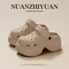 Fábrica de Zapatos Qidan Zuecos de Suela Gruesa para Mujer, Verano Interior que Aumentan la Altura Antideslizantes Exteriores Playa Sandalias de Punta Cerrada para Mujer