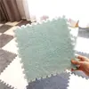 Tapete para Quarto de Casa Encaixe Quadrado Completo Tapete de Chão Flocado Superfície de Pelúcia Espuma de EVA Tapete de Chão de Espuma Almofada