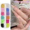 Arte de Unhas 12 Compartimentos 3D Coloridos Pequenas Esferas de Aço Primavera Nova Série Dopamina Mini Redondo Acessórios de Decoração para Unhas