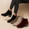 Botines Chelsea Tmeu con Cremallera Lateral, Puntera Puntiaguda de Gamuza, Tacón Cuadrado, Modelo 2026 Otoño/Invierno, Nuevos, Tallas Grandes, Botín Corto, Botas de Moda
