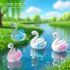 Micro-Paisaje Creativo Cisne Pequeño Figura Decoración de Jardín Accesorios de Decoración DIY Mini Adornos de Resina