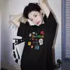 Camiseta Divertida con Estampado de Dibujos Animados para Mujer Verano 2026 Nueva Talla Grande Estilo Coreano Ins Holgada y Versátil Algodón Puro Top de Manga Corta