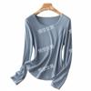 Pessoas WU podem combinar ~ ajuste slim cinco em um modelador 5A Grau 150s logo preto lã temperatura constante bonita elegante camiseta básica para mulheres Outono