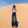 Jeans Negros de Cintura Alta de Pierna Ancha para Mujer 2025 Otoño e Invierno Nuevo Estilo Sueltos Aspecto Adelgazante Caída Suave Pantalones de Boca de Campana que No se Pegan a la Pierna