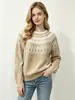 Venta al por mayor de fábrica de origen directo transfronterizo, suéter jacquard estilo Fair Isle europeo y americano para mujer, tejido de punto de cuello redondo para otoño e invierno, top holgado