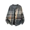 Suéter de punto jacquard Fair Isle para hombre, pareja, cárdigan chaqueta de cuello redondo, estilo retro old money, venta al por mayor de fábrica transfronteriza