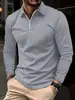 Camisa Polo de Manga Larga para Hombre 2026, Nueva Ropa de Negocios Transfronteriza para Hombre, Camisa Casual para Hombre de Manga Larga con Cuello de Solapa