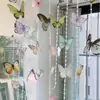 Estilo Femenino Cortina de Puerta con Lazo Dormitorio Sala de Estar Cortina Divisoria Ventana Decoración de Fiesta Cortina de Flor con Cuentas de Mariposa Transfronteriza