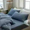 Conjunto de Quatro Peças de Algodão Jersey Japonês Nishikawa Cor Tecida Estilo MUJI Conjunto de Quatro Peças Roupa de Cama para Dormitório Capa de Edredom Listrada Lençol de Cama