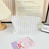 Bolsa de Maquiagem Plissada Listrada Moda Verão, Bolsa Clutch de Aparência Sofisticada e Estilosa para Meninas, Bolsa de Armazenamento Portátil para Itens Diversos