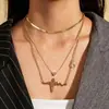 Collar Multicapa de Aleación Transfronterizo Estilo Hip-Hop Colgante de Estrella y Luna Temperamento Moderno Retrato Cadena Clavícula Artículo Popular