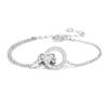 Collar de doble anillo digital romano popular japonés y coreano de acero de titanio con diamantes completos para mujer, cadena de clavícula versátil de lujo ligero, conjunto de tres piezas de moda rojo neto
