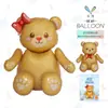 Mecrla Novo Botão Fosco Laço Urso Sentado e Em Pé Montado Urso Marrom Balão de Decoração de Aniversário Infantil