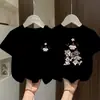 Camiseta de Manga Curta para Meninas Verão Algodão Puro Infantil Bebê 2026 Nova Doce e Fofa Roupa de Verão Roupa Infantil Tops de Desenho Animado