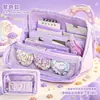 Conjunto de material escolar roxo com tema de filhote para volta às aulas, incluindo um estojo e uma variedade de suprimentos escolares, um presente criativo para estudantes