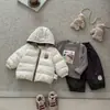 Jaqueta Leve de Penas para Meninos Roupa Externa Outono Inverno 2026 Nova Roupa de Bebê Desenho Animado Meninos Blusa Quente com Capuz