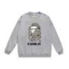 Moletom BAPE com estampa de cabeça de macaco, gola redonda em fleece, nova coleção outono/inverno, moletom casual unissex moderno para homens e mulheres, adequado para primavera e outono