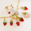 Serie de Frutas Colores Esmalte Fresa Colgante Artesanía de Esmalte Acero Inoxidable DIY Collar Pulsera Accesorios Mayoreo