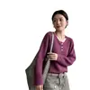 Novedad Otoño 2026 Estilo Coreano Holgado Casual Cuello Redondo Suéter de Punto Hueco para Mujer, Suéter de Algodón Color Sólido MMHT